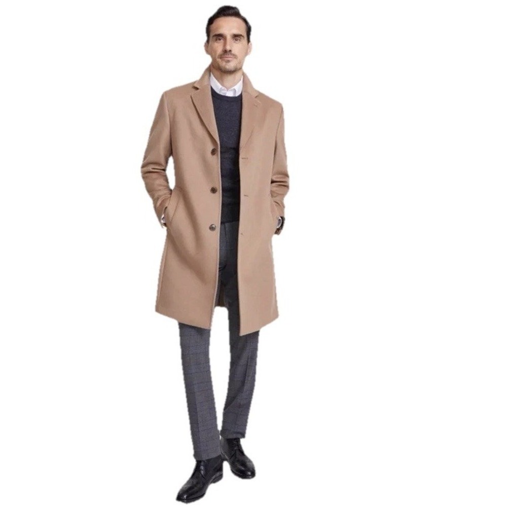 New $495‎ MICHAEL KORS Kavon Overcoat Mens Size 44S Camel Brown Wool Cashmere
